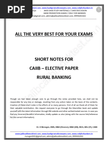 Short Notes CAIIB Rural Banking by DR - Murugan