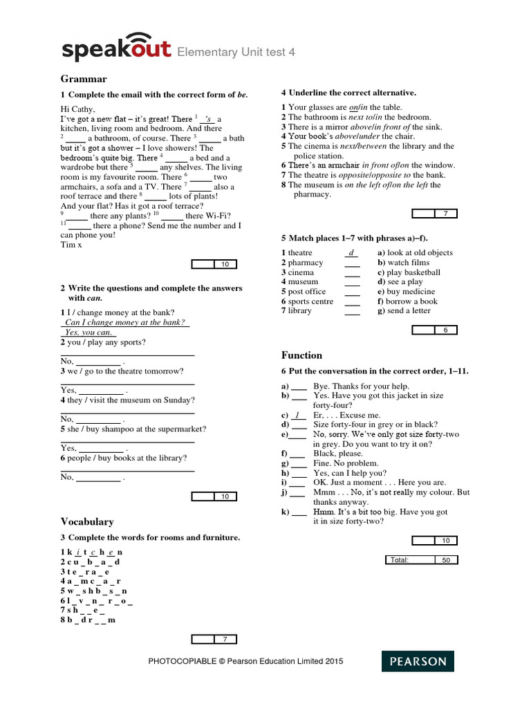 SO2ndEd Elem Unit Test 4 | PDF | Bathroom | Home