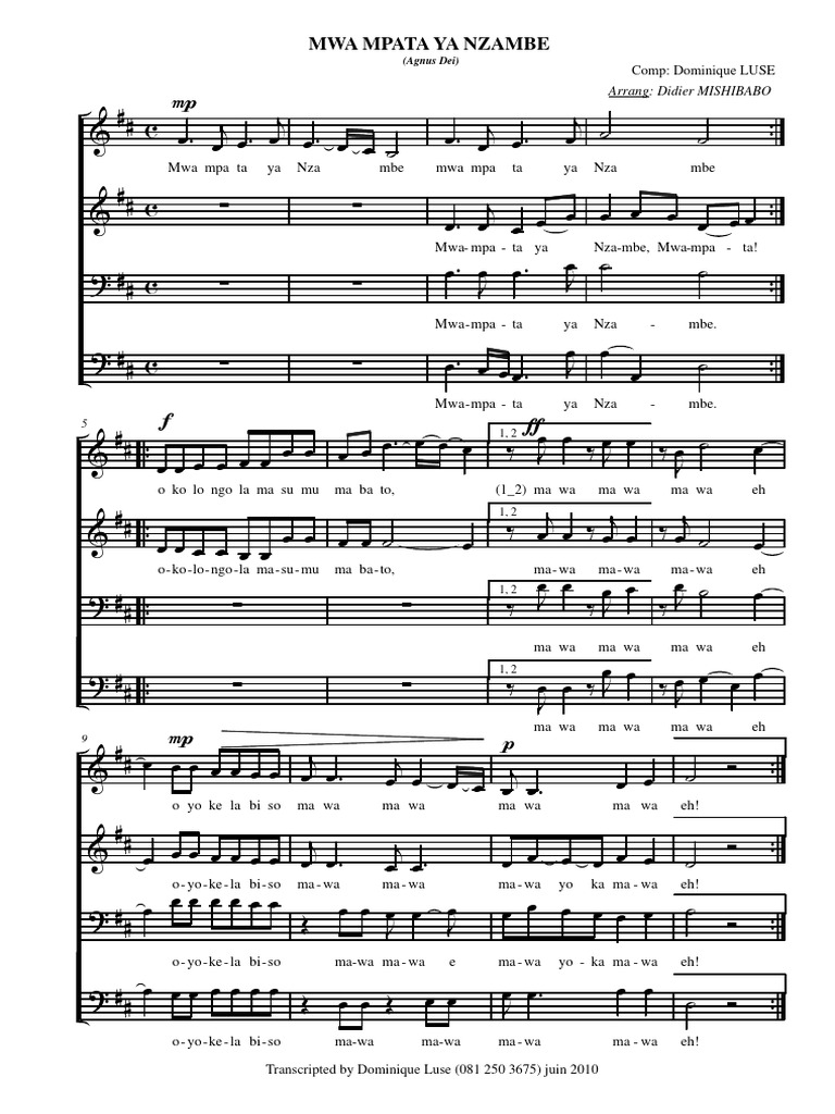 Mwa Mpata Ya Nzambe - Dominique Luse Arr. Dmish-1 | PDF
