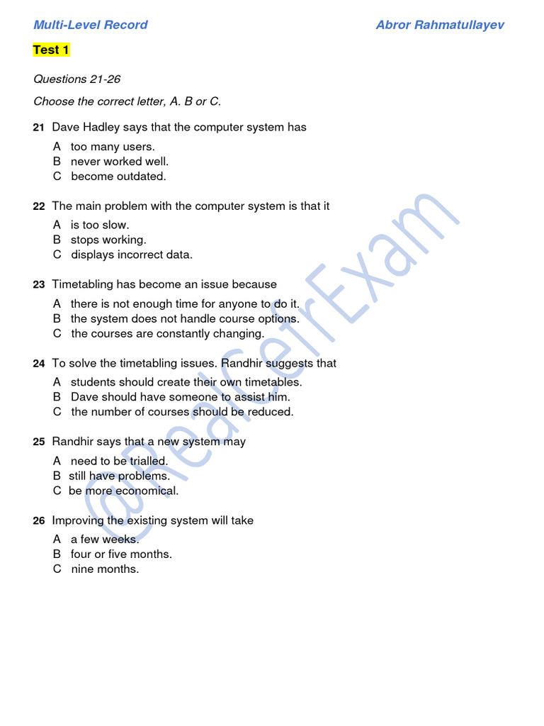 Listening Multiple Choice | PDF | Waste | Economy And The Environment
