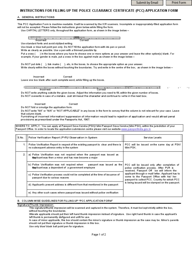 PCC Application Form Instructions V2.0 PDF Address (Geography