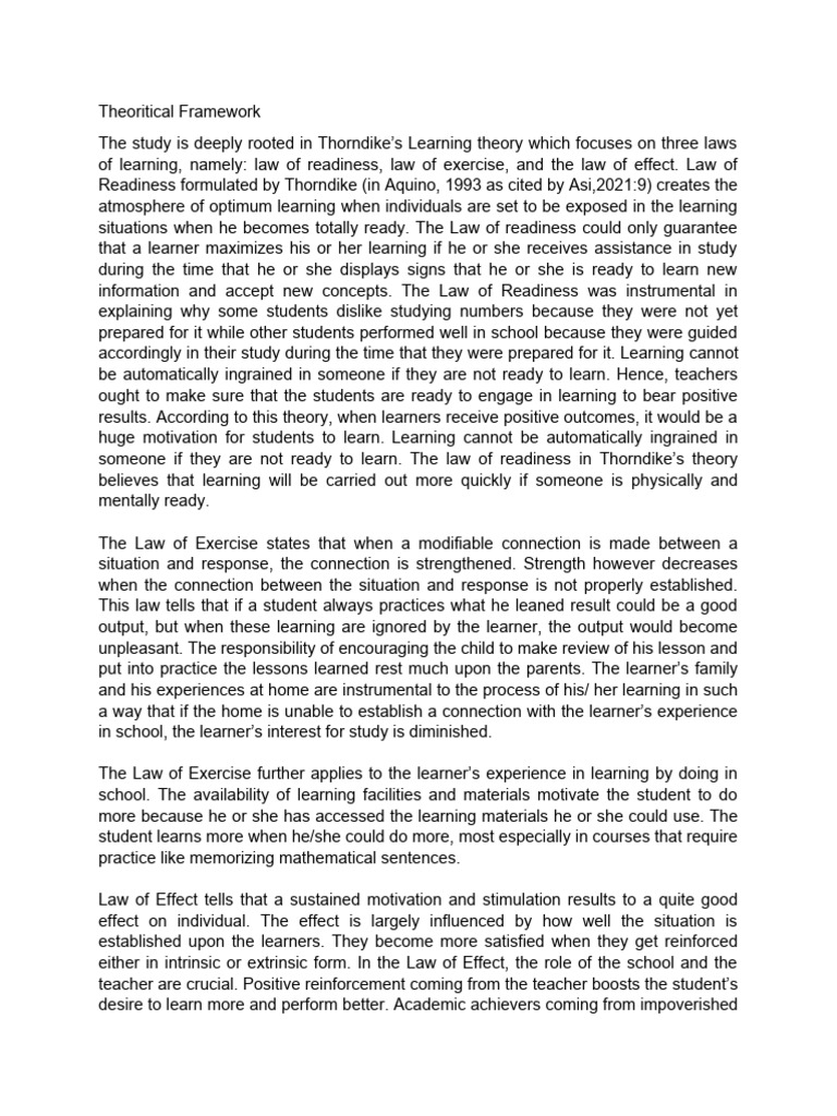 Theoritical Framework | PDF | Learning | Motivational