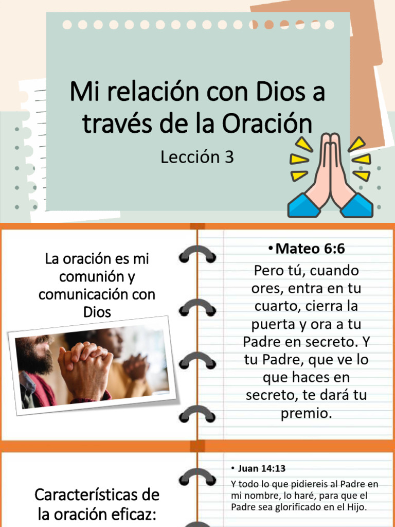 Lección 3 Mi Relación Con Dios A Través de La | PDF | Oración