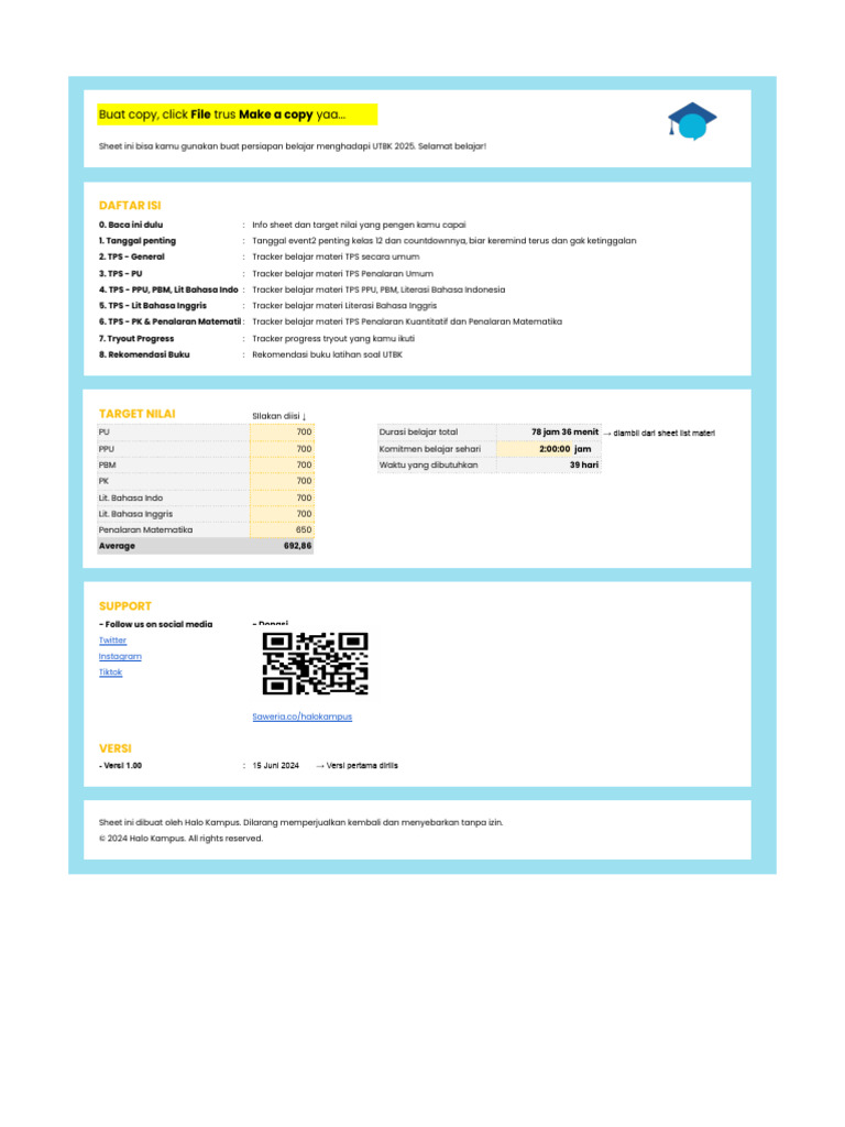 Agenda Belajar UTBK 2025 - (ASHIILAH MABA UGM) | PDF