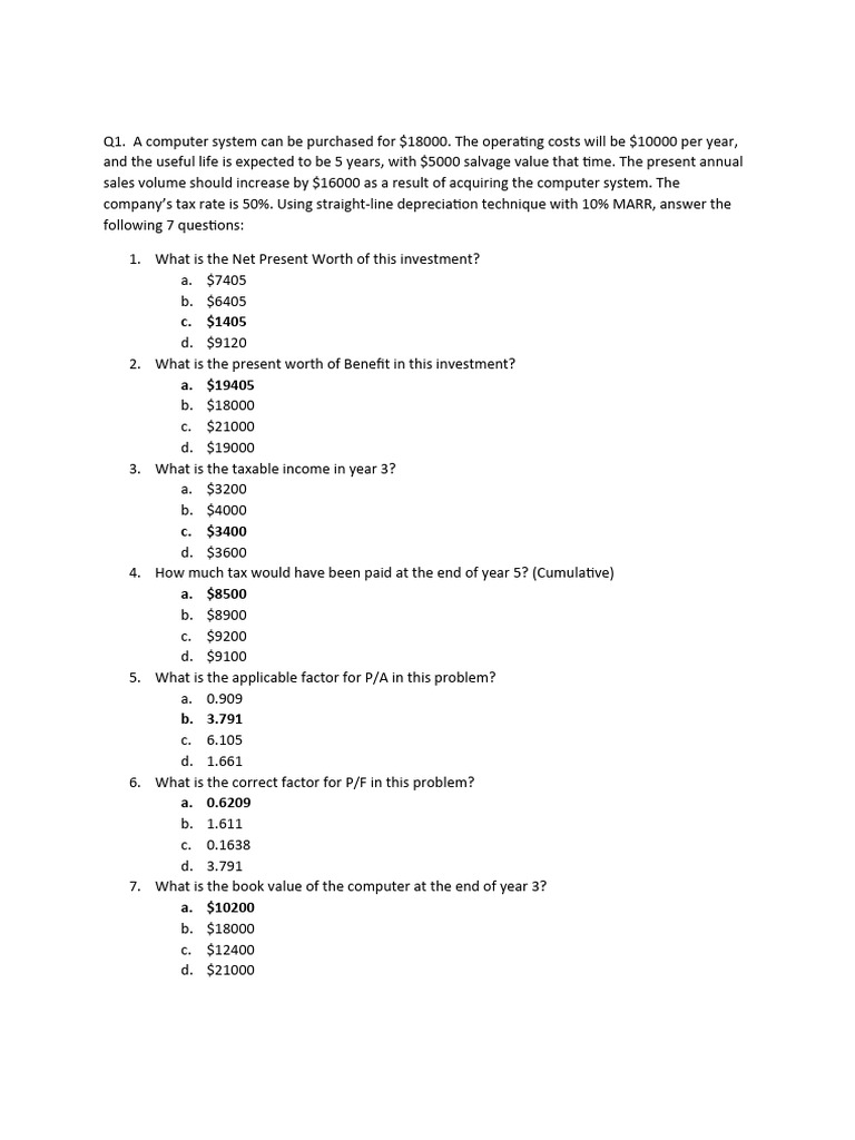 Part 4 Economic Analysis Answers PDF Depreciation Economies