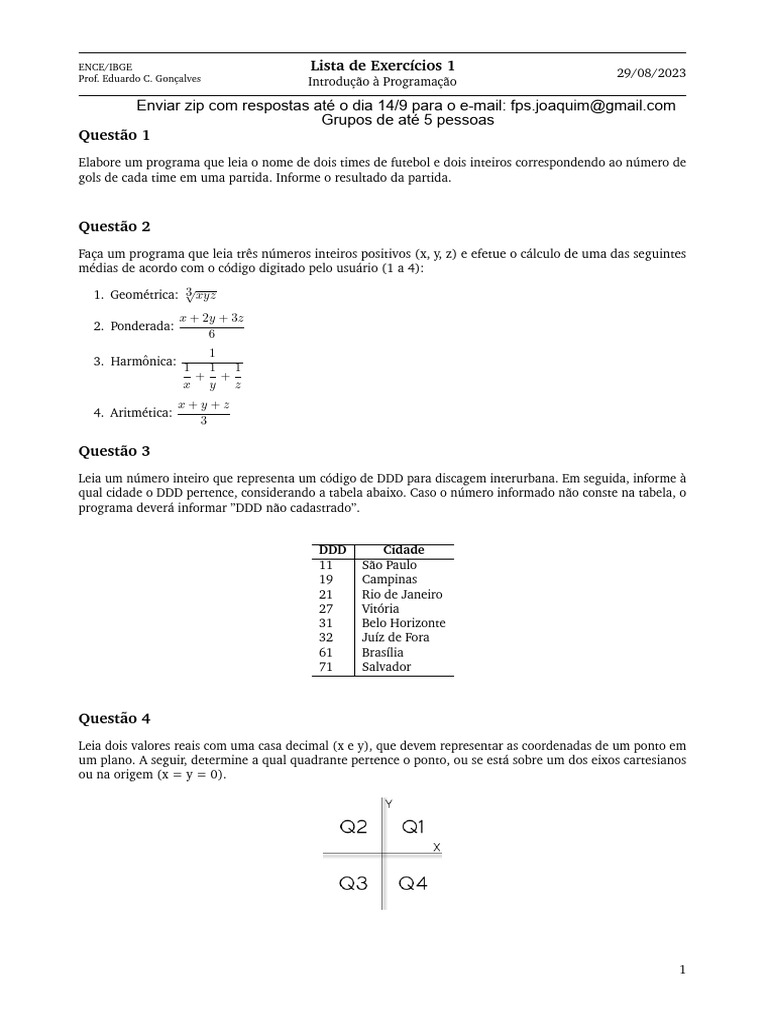 Exercícios de Programação em Python | PDF | Sequência | Algoritmos