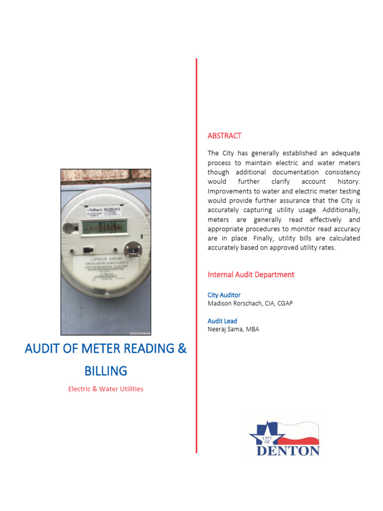 Audit of Utility Meter Reading and Billing - Electric and Water ...