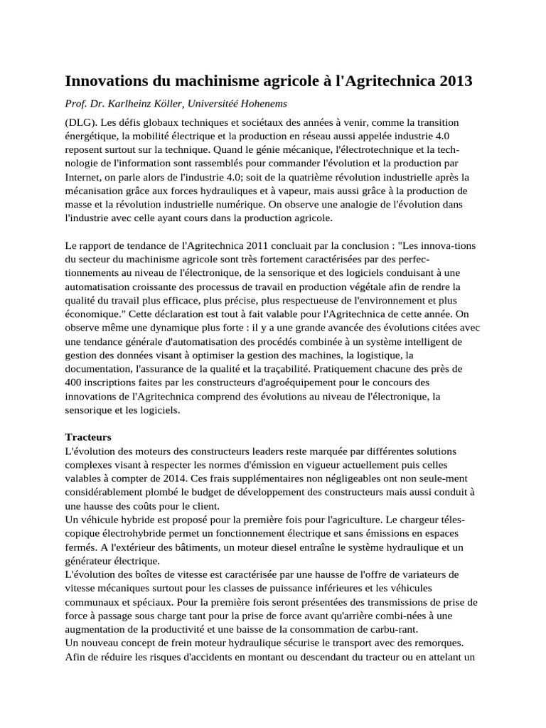 Innovations en machinisme agricole 2013 | PDF | Tracteur | Charrue
