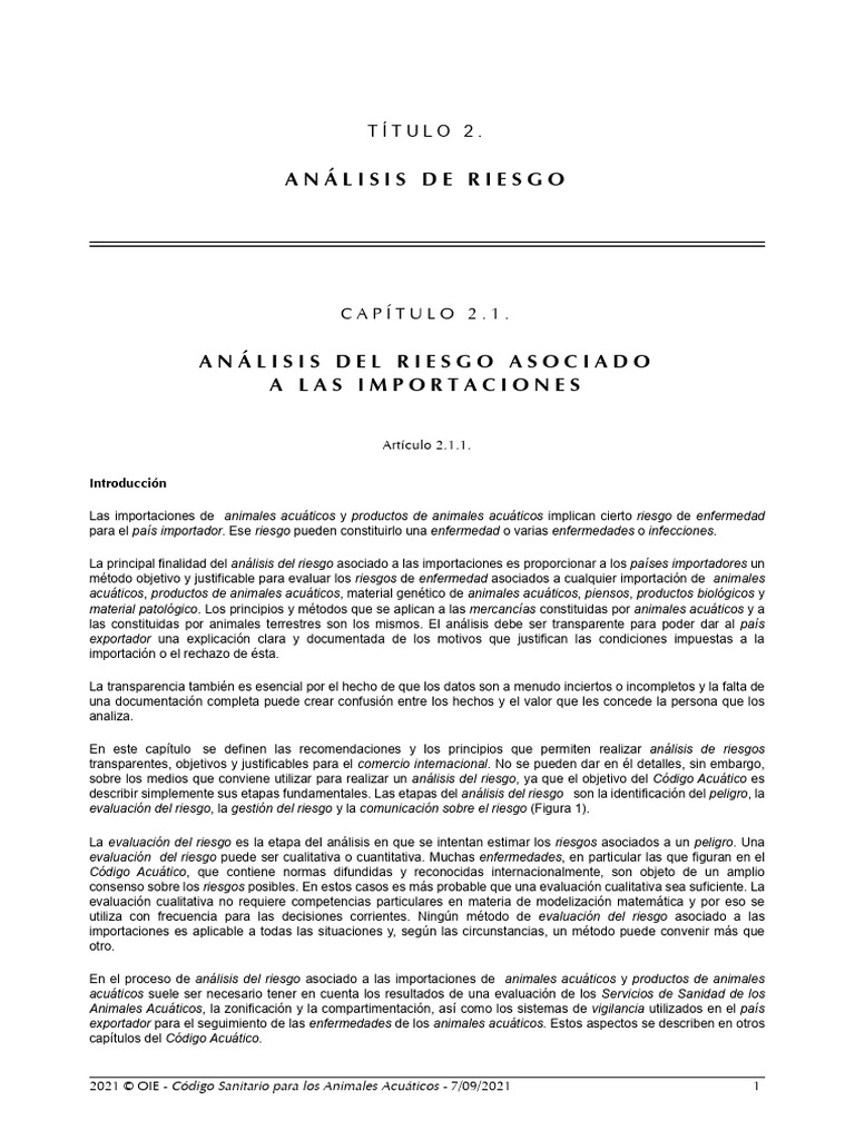 Chapitre Import Risk Analysis | PDF | Riesgo | Evaluación