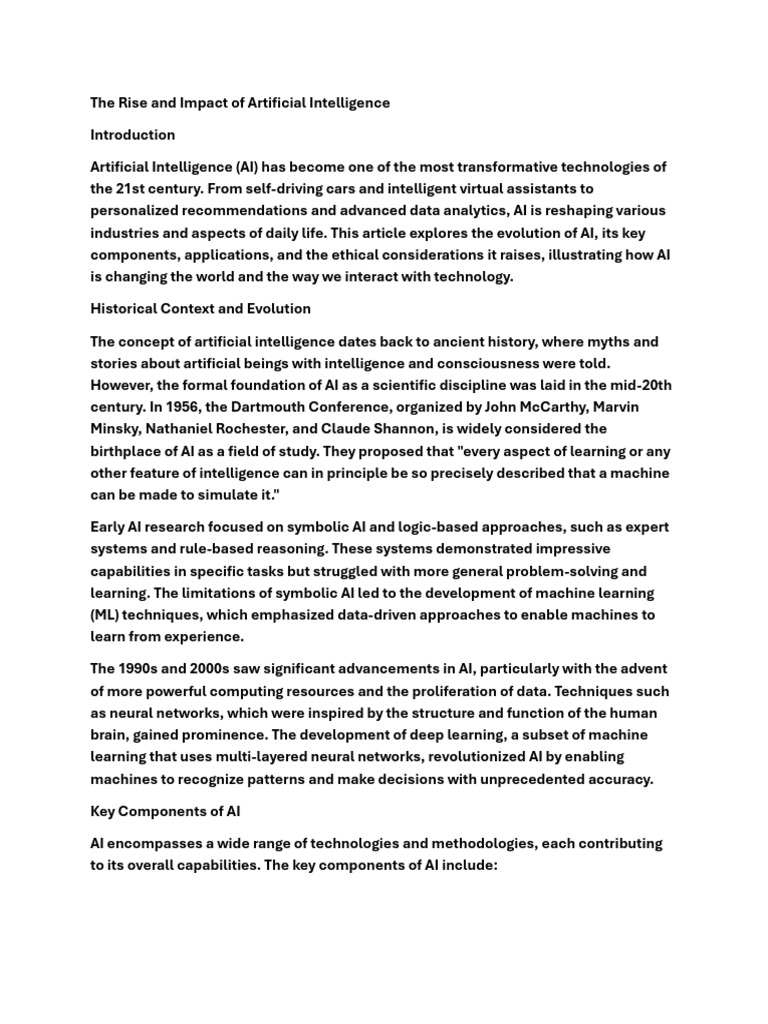 The Impact of AI on Society and Ethics | PDF | Artificial Intelligence ...