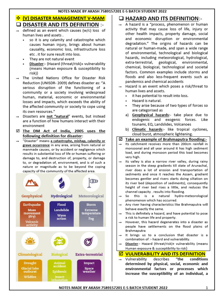 Disaster Management: Definitions & Factors | PDF | Natural Disasters ...