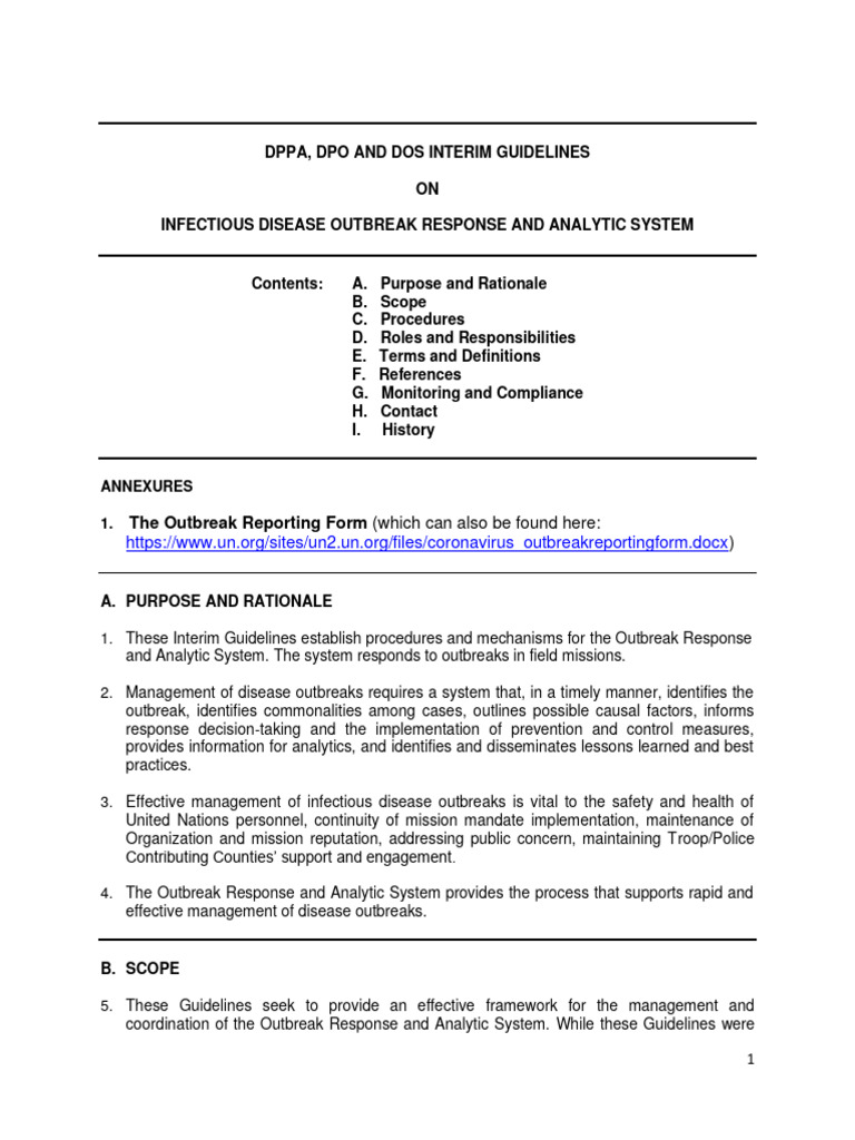 Interim Guidelines - Infectious Disease Outbreak Response and Analytic ...