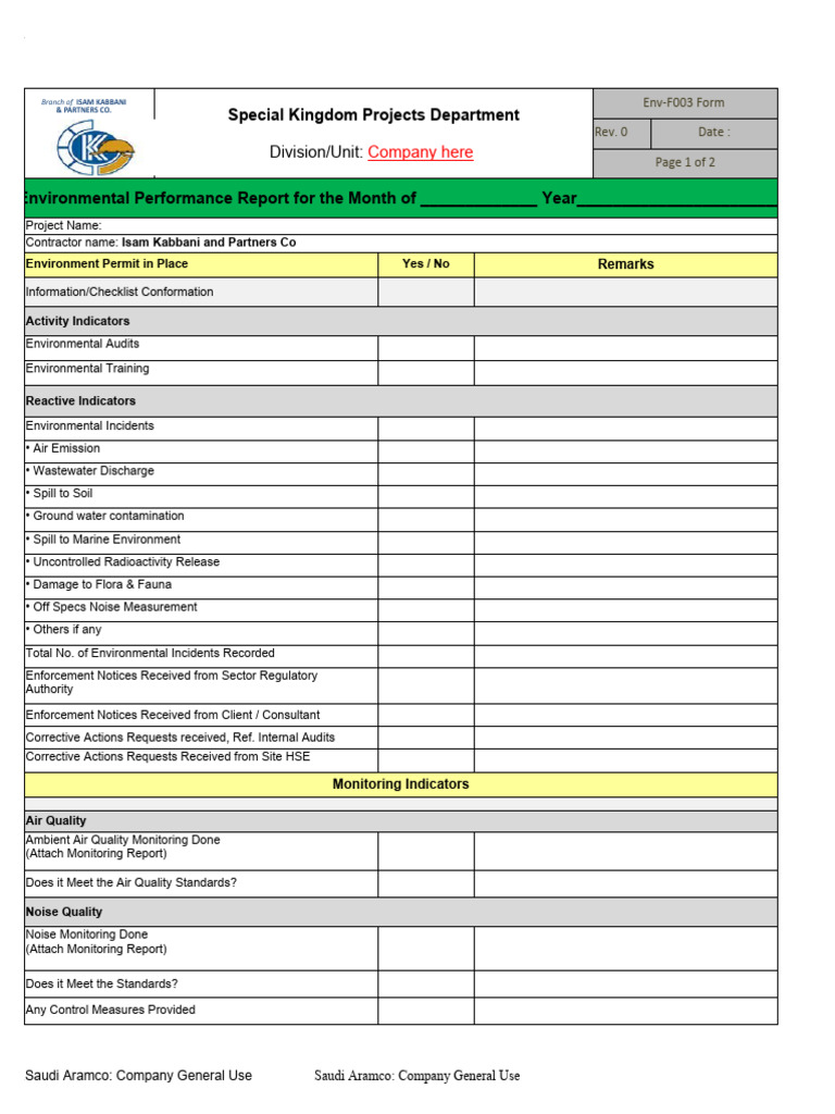 Saudi Aramco Environmental Report Template | PDF | Waste ...