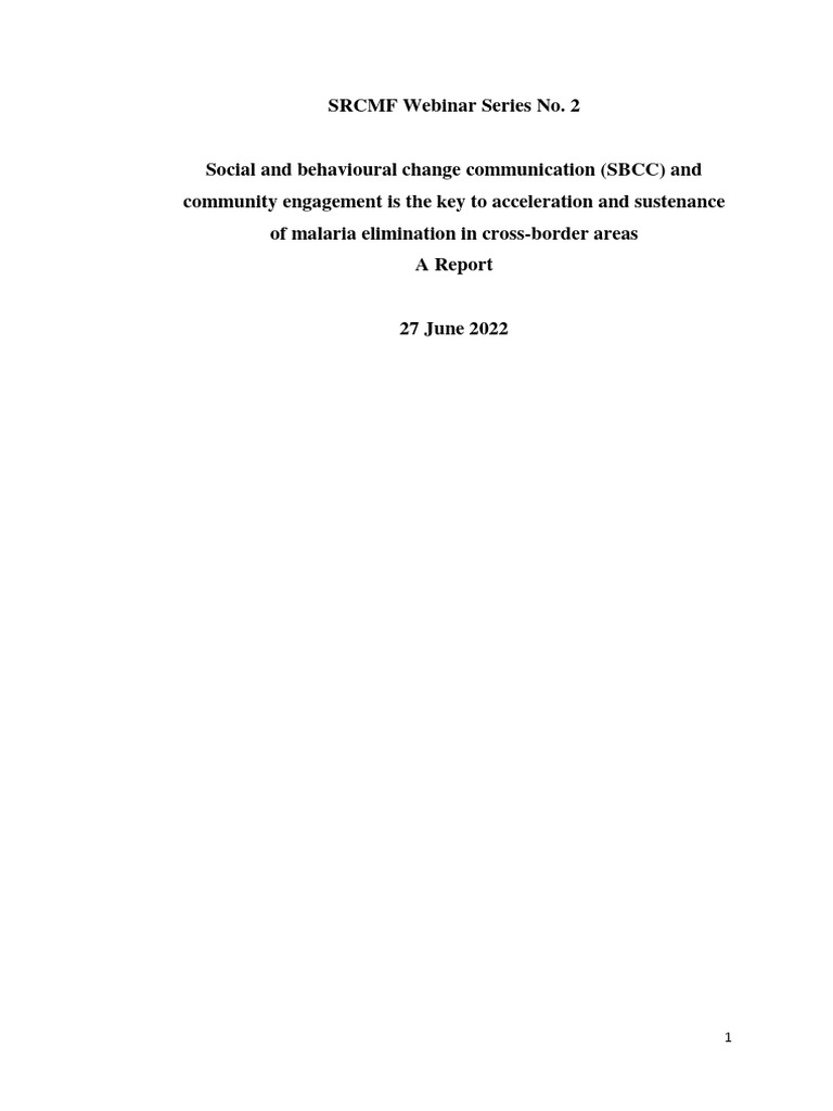 SBCC Strategies for Malaria Elimination | PDF | Malaria | Non ...