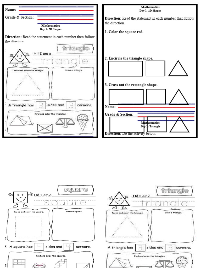 G1 Q1 W1 Mathematics WS | PDF | Shape | Rectangle