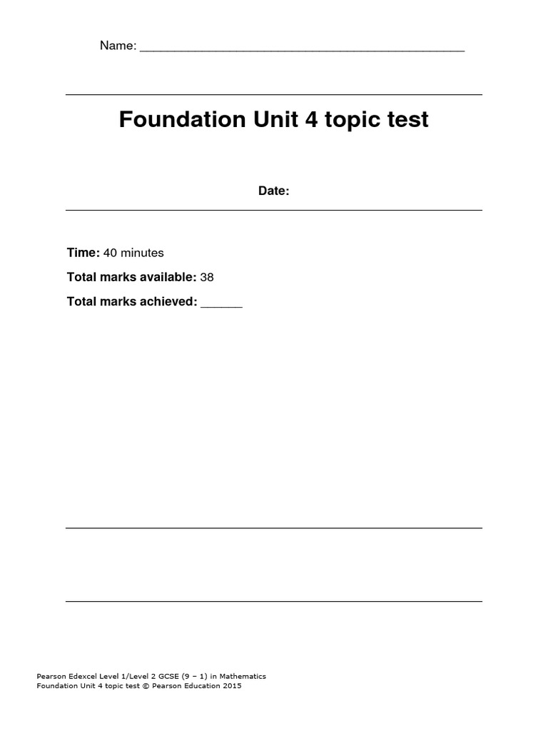 GCSE Mathematics Foundation Unit 4 Test | PDF | Arithmetic | Mathematics