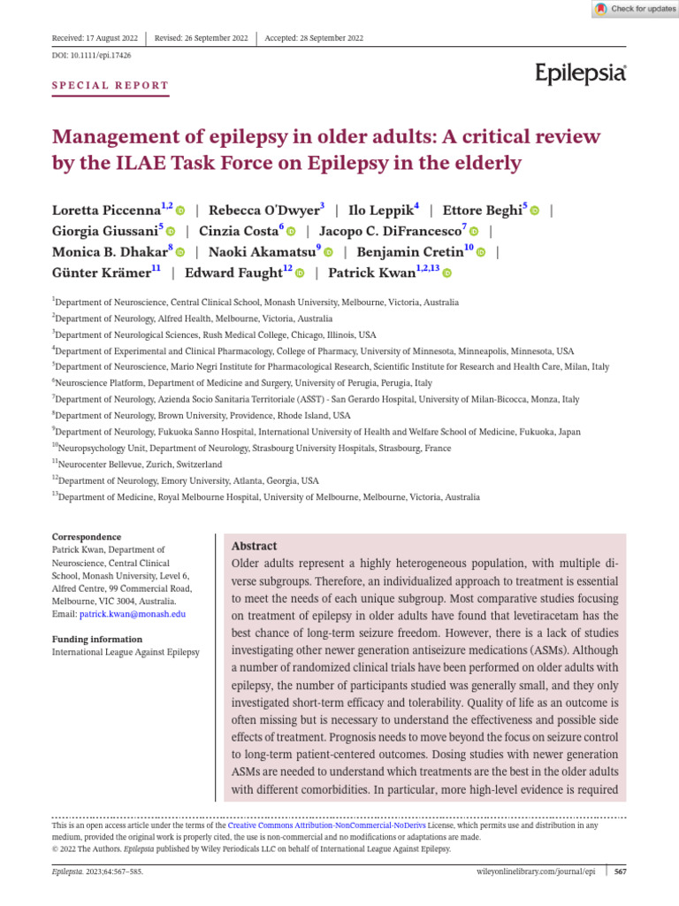 Epilepsy Management in Older Adults | PDF | Epilepsy | Systematic Review