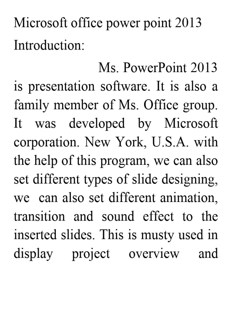 Microsoft PowerPoint 2013 Overview Guide | PDF | Microsoft Power Point ...