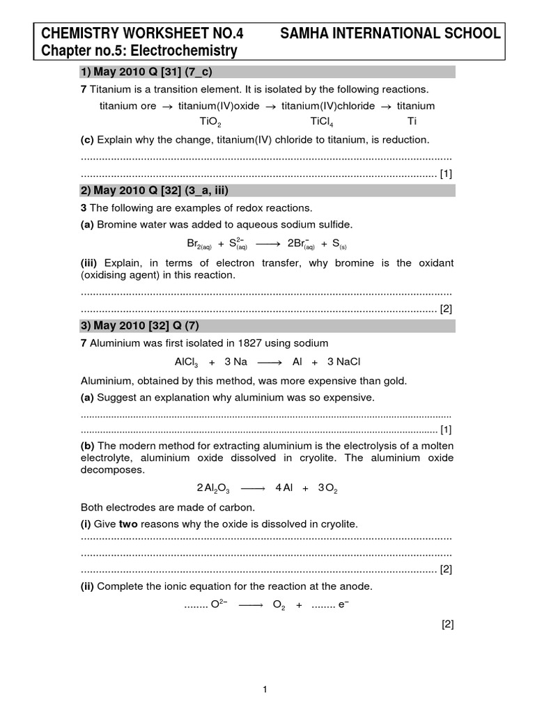 IGCSE Electrochemistry Overview | PDF | Redox | Anode