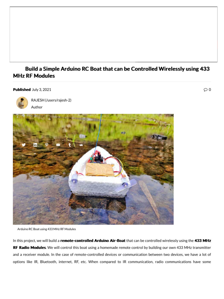 Build A Simple Arduino RC Boat That Can Be Contro | PDF | Remote ...