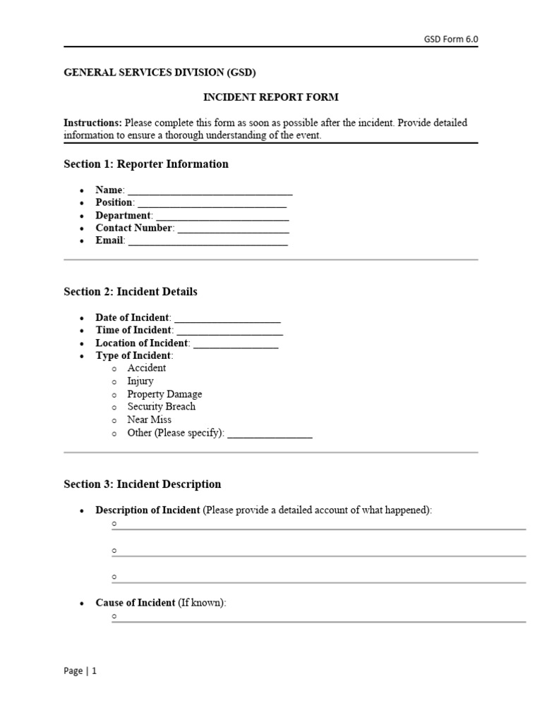 GSD Form 6.0 | PDF | Safety