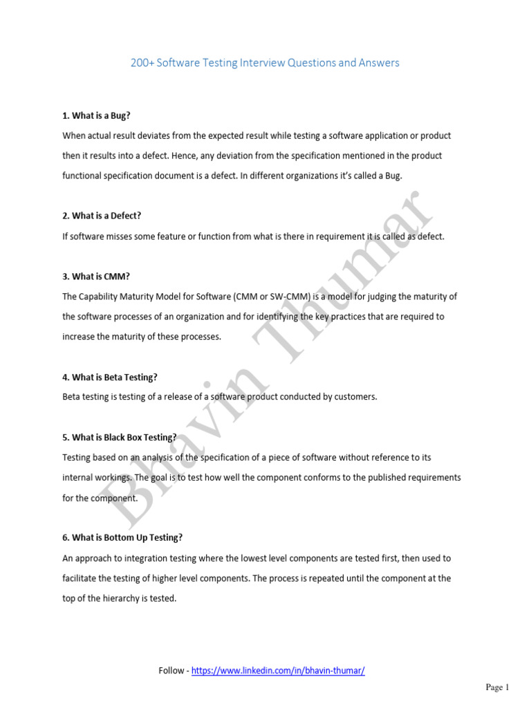 200+ Interview Question | PDF | Software Testing | Software