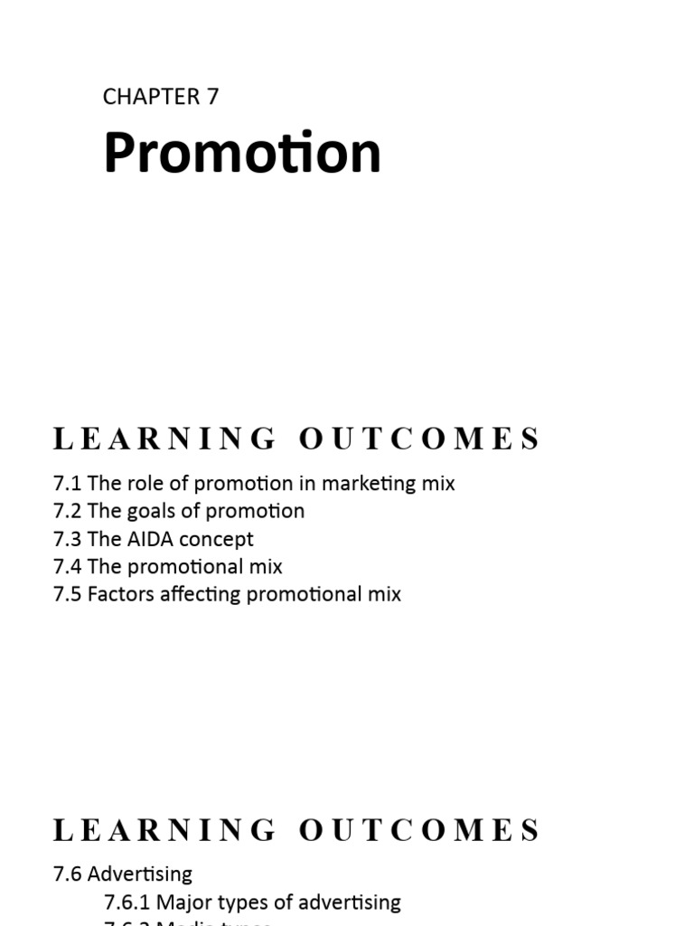 CHAPTER 7 - Promotion | PDF | Marketing | Promotion (Marketing)