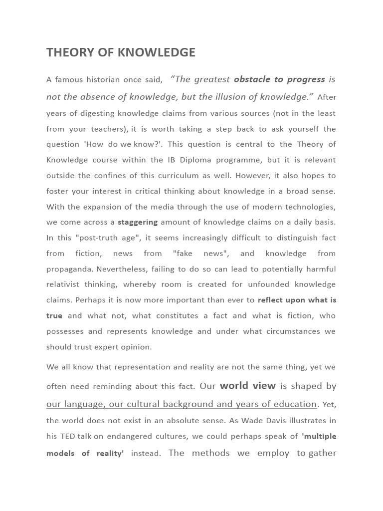 Understanding Theory of Knowledge Concepts | PDF | Knowledge | Morality