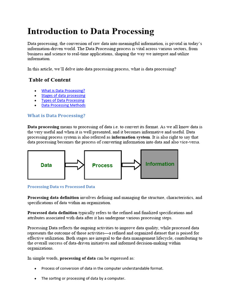 Introduction To Data Processing | PDF | Analytics | Data