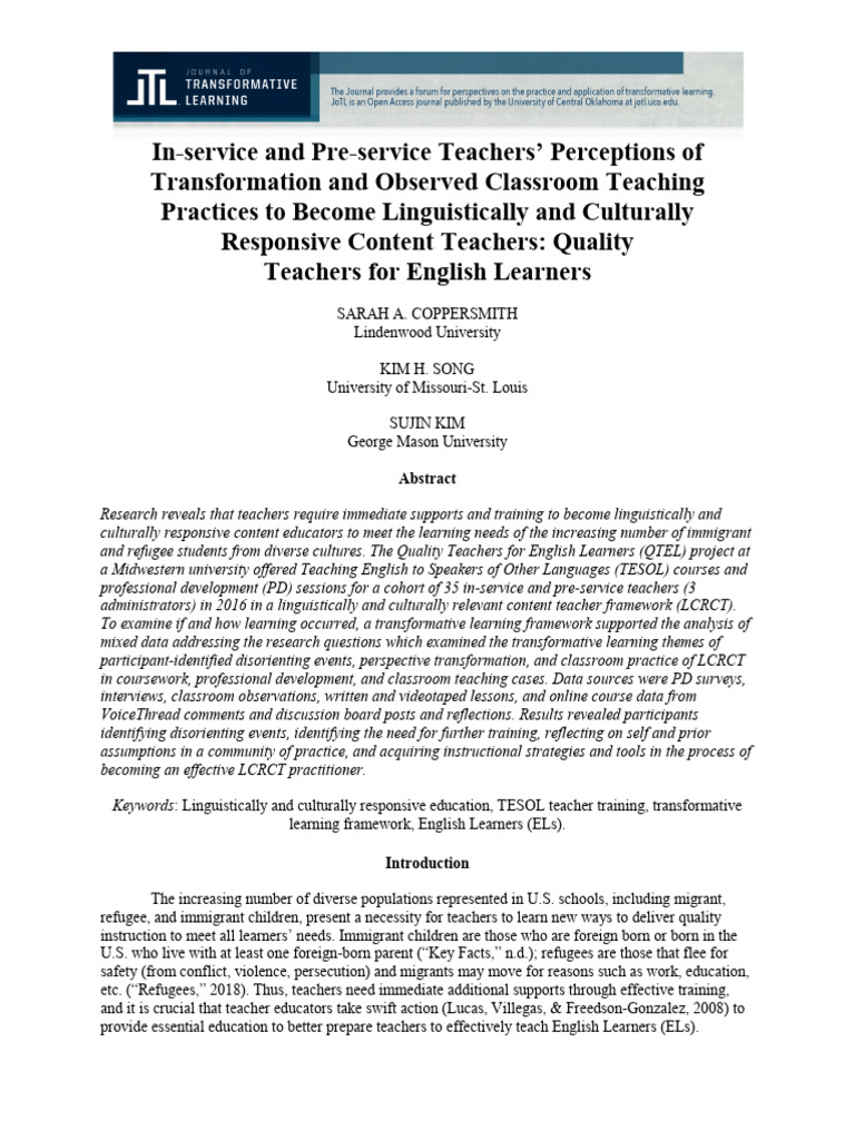 In-Service and Pre-Service Teachers' Perceptions of CRT | PDF | English ...