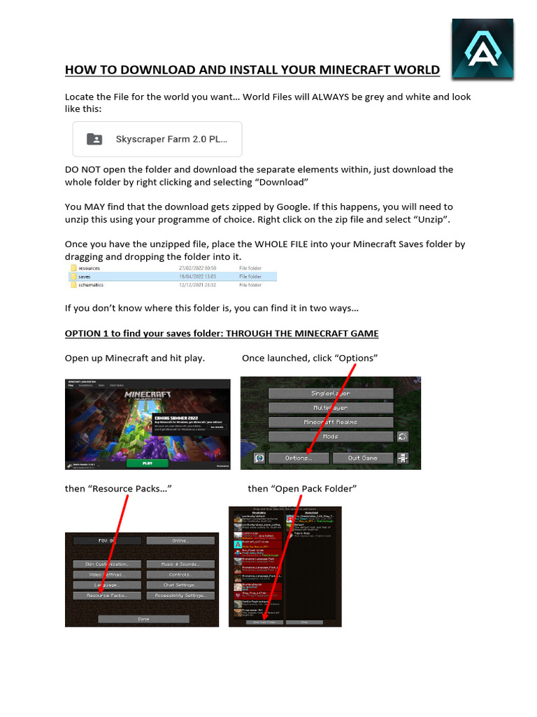 How To Install A Downloaded Minecraft World in Java | PDF | Computer ...