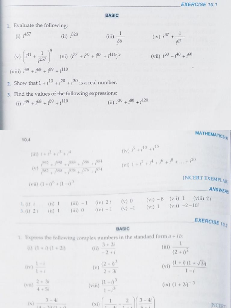 Complex Number Exercise (RD Sharma) Latest Book | PDF