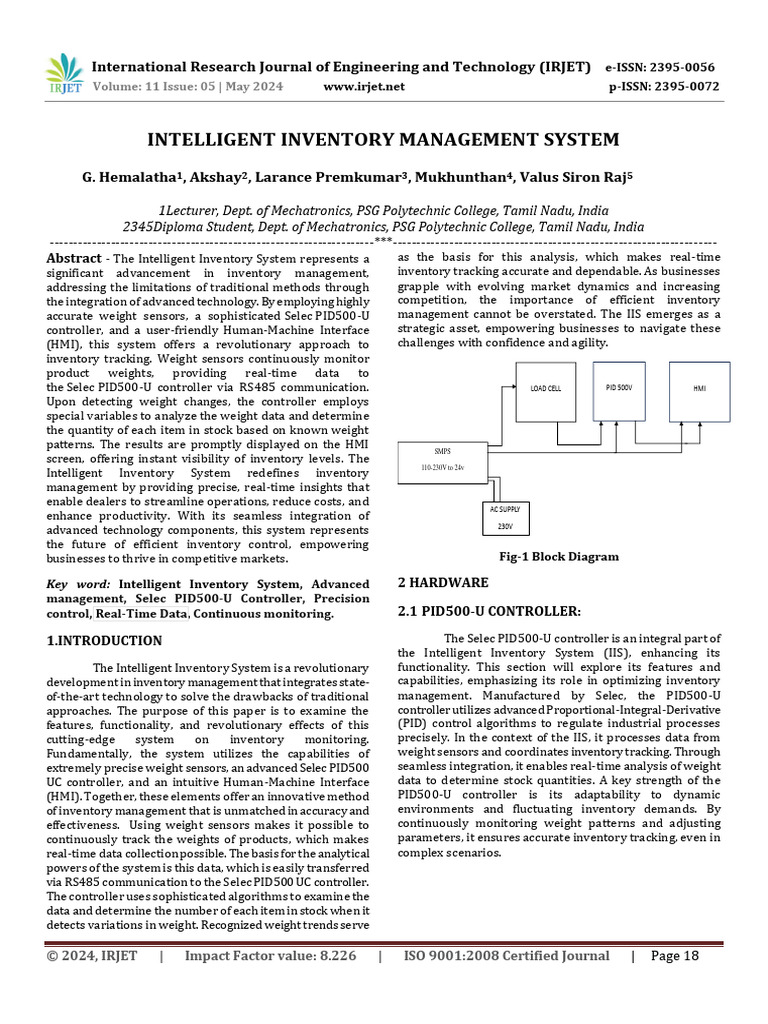 Intelligent Inventory Management System | PDF | Internet Of Things ...