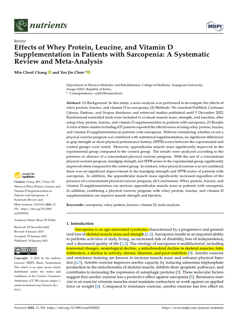 Effects of Whey Protein, Leucine, and Vitamin D Supplementation in ...