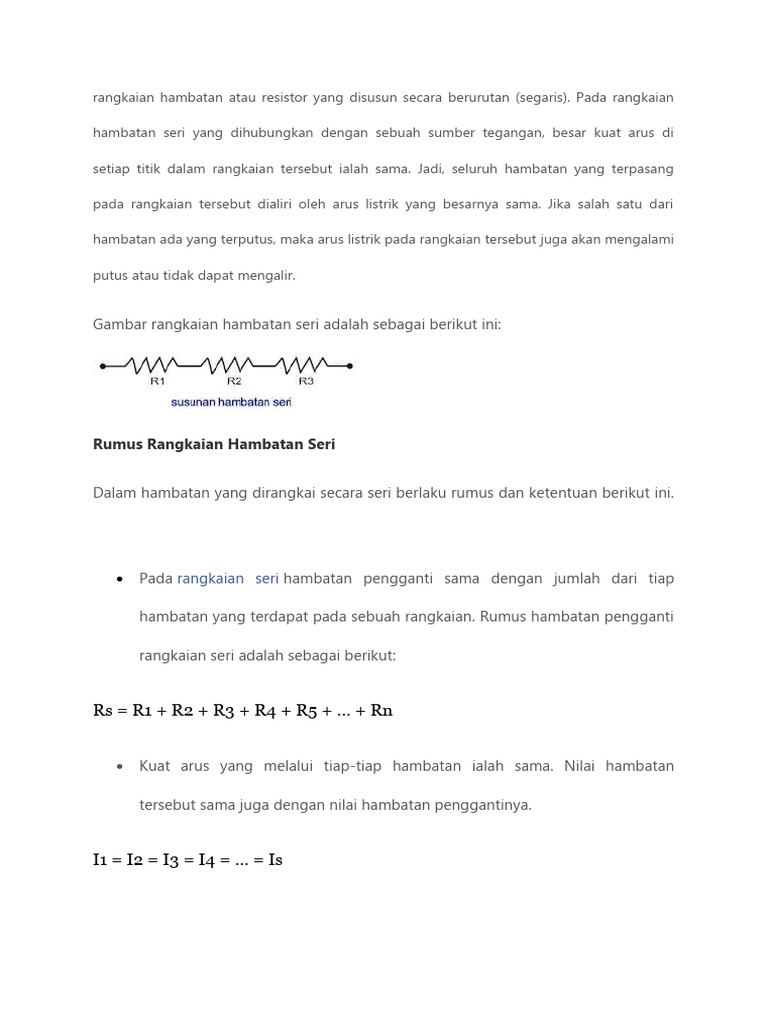Rangkaian Hambatan Atau Resistor Yang Disusun Secara Berurutan ...