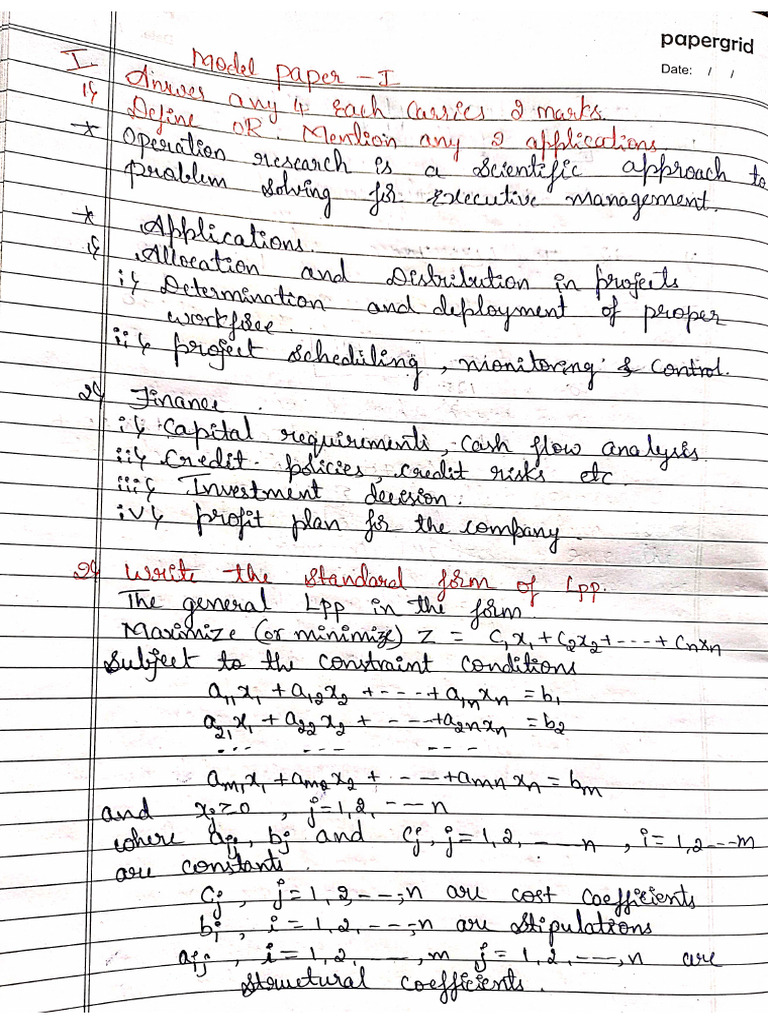 Solution of OR Model Papers | PDF
