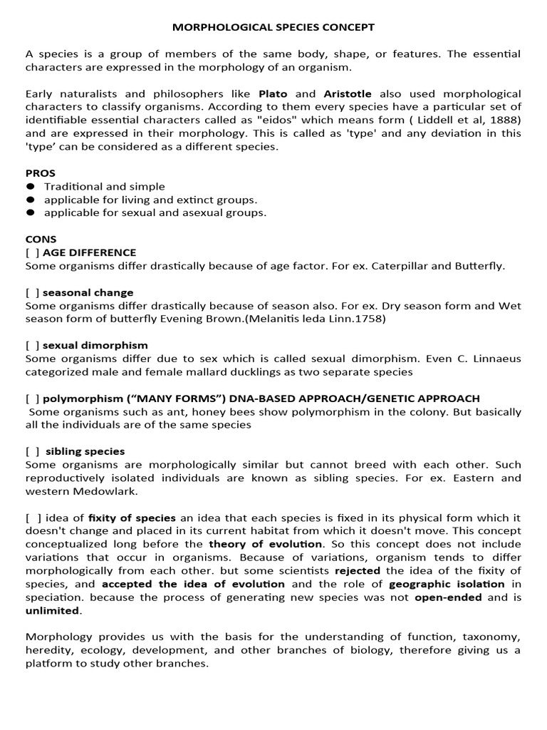 Morphological Species Concept | PDF | Social Science