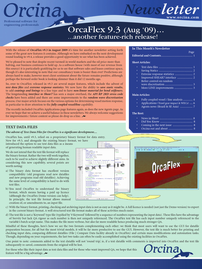 Orcina v9.3 Newsletter | PDF | Waves | Spectral Density