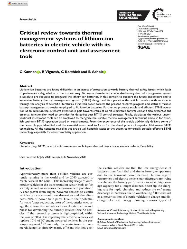 Review of EV Battery Thermal Management | PDF | Lithium Ion Battery ...