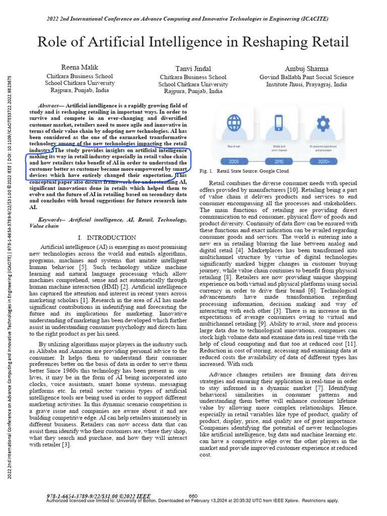 1-Role of Artificial Intelligence in Reshaping Retail | PDF ...
