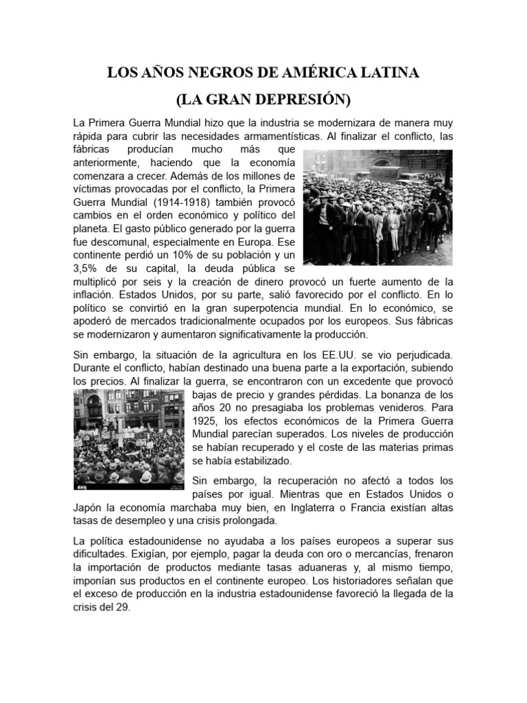 Impacto de la Gran Depresión en América Latina | PDF | Gran depresion ...