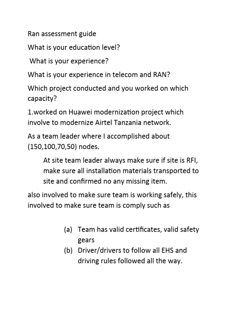 Telecom Engineer Risk Assessment Guide | PDF | 3 G | Mobile Technology