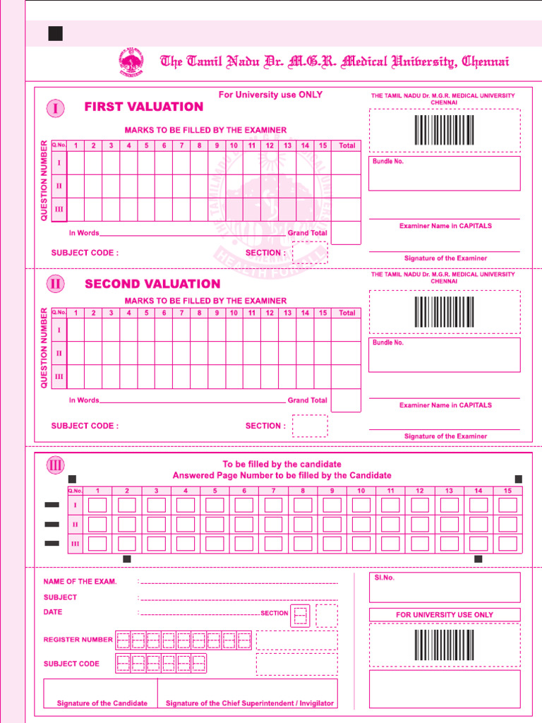 TNMGRMU AnswerSheet Front Page PDF