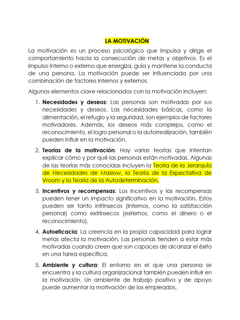 Clase 2 La Motivacion | PDF | Motivación | Motivacional