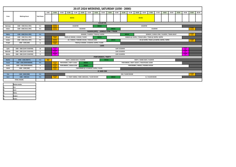 Crew Schedule for July 20, 2024 | PDF