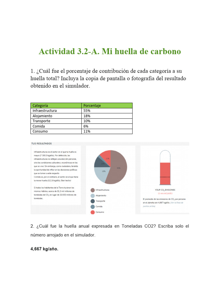 Actividad 3.2-A. Mi Huella de Carbono | PDF | Ciencia y matemáticas