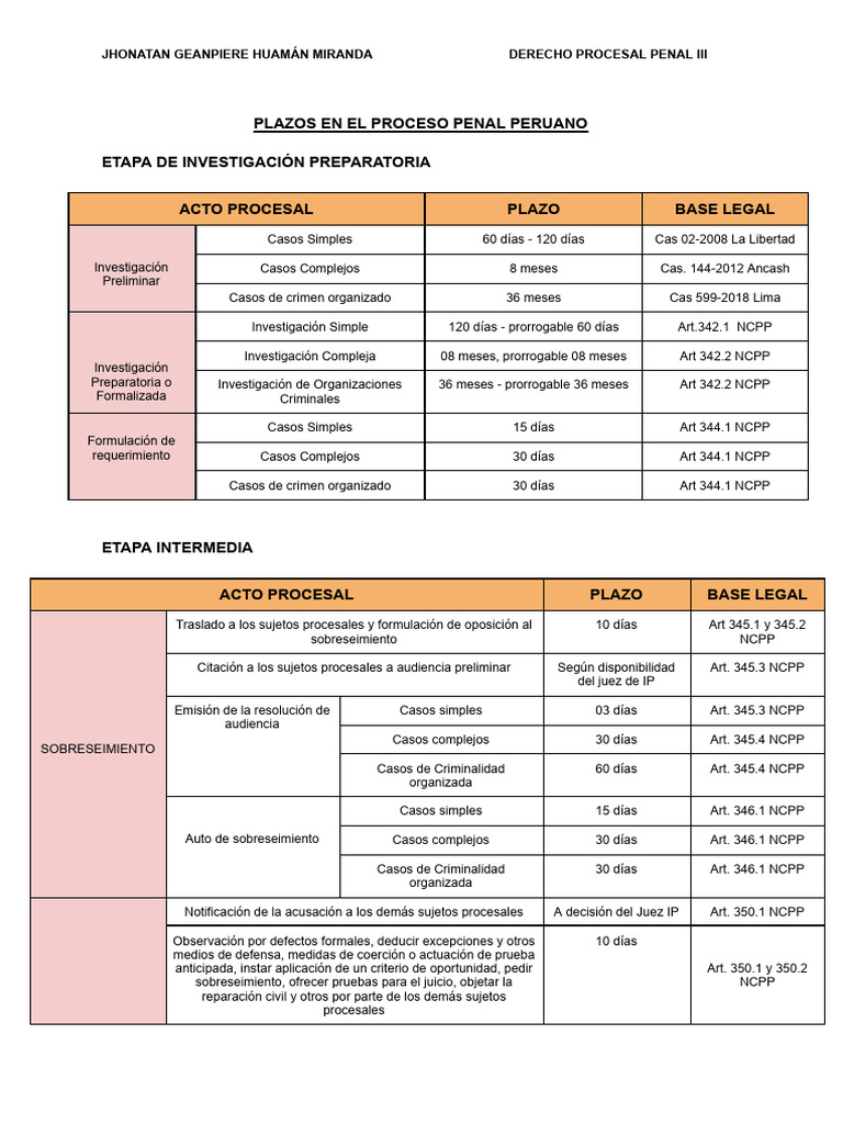 Plazos en el proceso penal | PDF | Separación de poderes | Ley politica