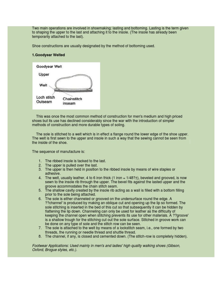 Construction Method PDF Shoe Footwear
