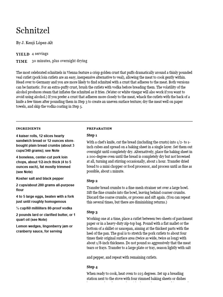 Schnitzel Recipe for Home Cooks | PDF | Breads | Cooking