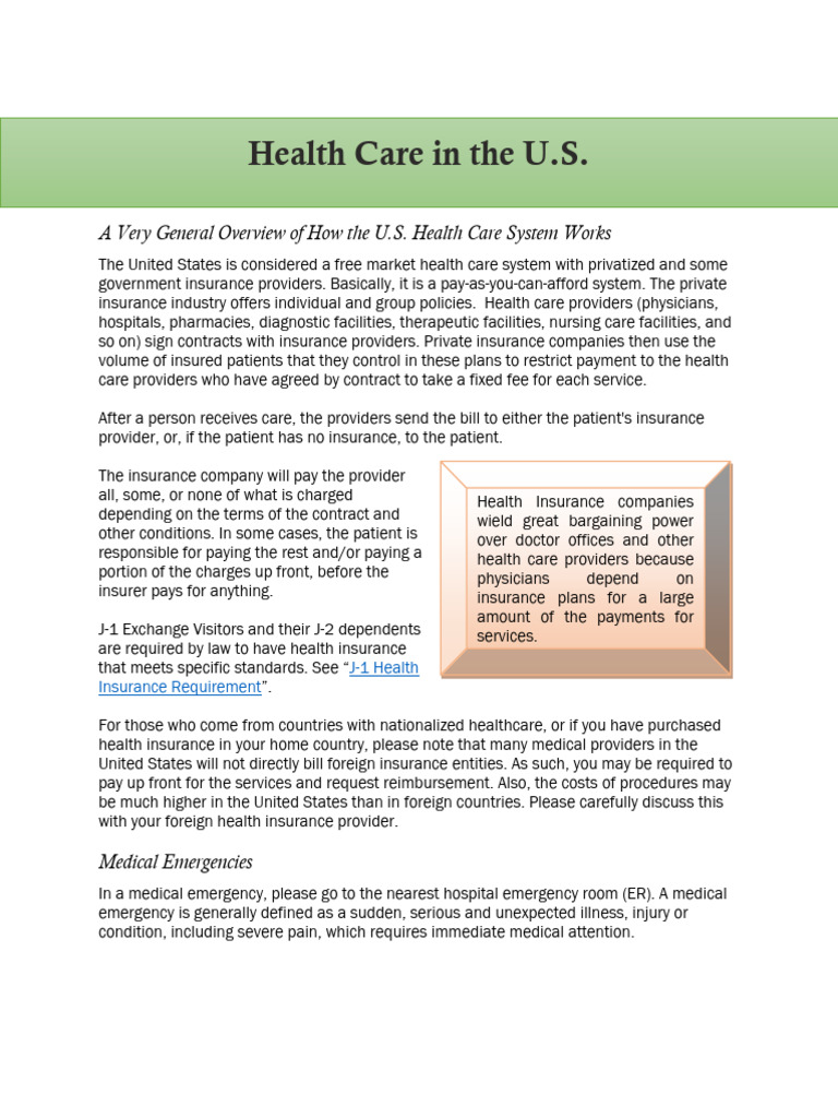 Overview of U.S. Health Care System | PDF | Generic Drug | Emergency ...